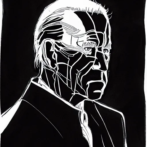 Image similar to Joe Biden looking sinister, by Tsutomu Nihei, highly detailed