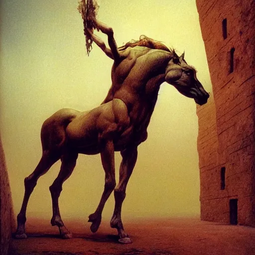 Image similar to centaur, beksinski