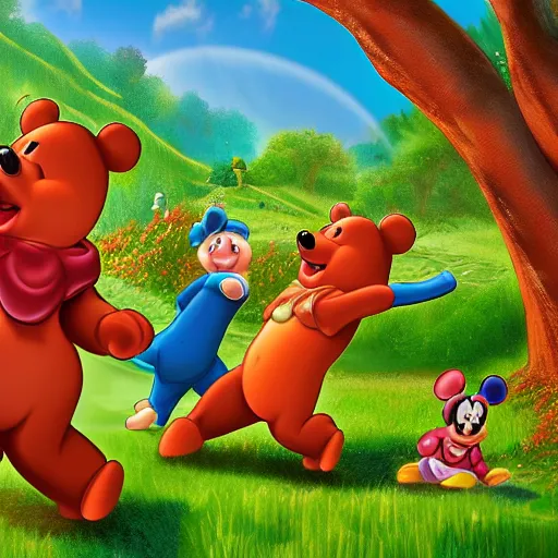 Image similar to photorealistic disney's adventures of the gummi bears, award winning photo, 4 k