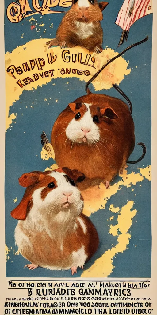 Prompt: a 1 9 1 0 s poster advertising guinea pigs