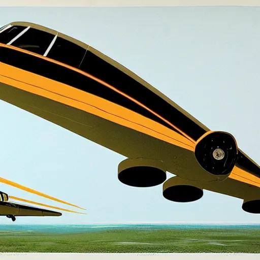 Image similar to concept art for roofless plane, painted by syd mead