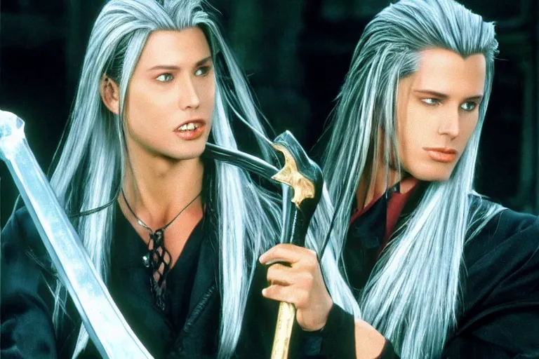 Prompt: Sephiroth in Friends (1997), highly detailed, high quality, HD, 4k, 8k, Canon 300mm, professional photographer, 40mp, lifelike, top-rated, award winning, realistic, sharp, no blur, edited, corrected, trending