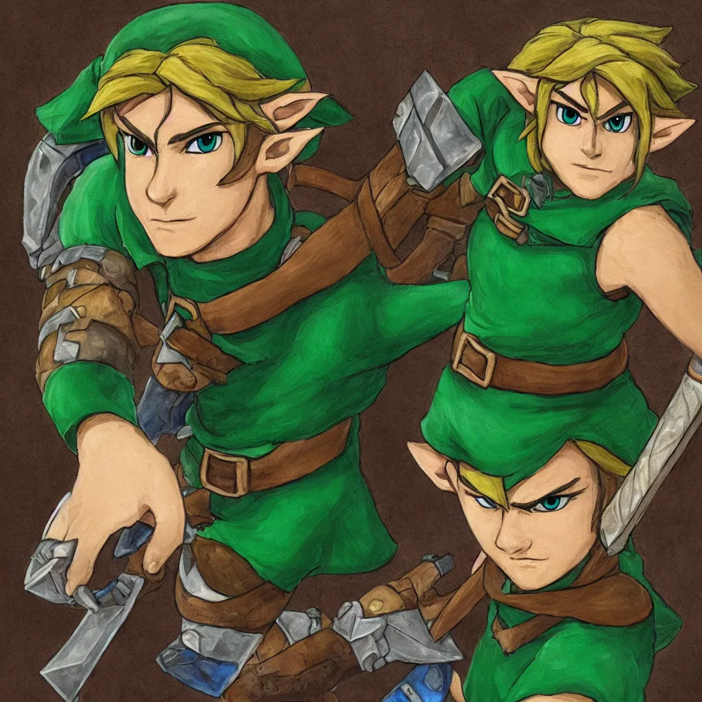 Image similar to a portrait of Link from the legend of Zelda