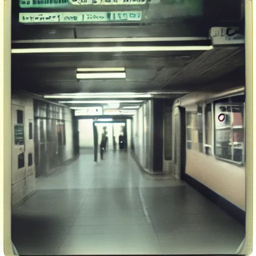 Image similar to polaroid 1979 Toronto subway