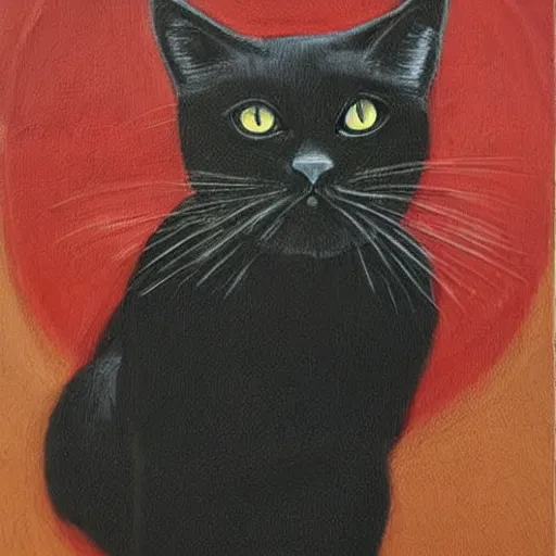 Prompt: portrait of a wise black cat scholar in a retro suit, beautiful oil painting