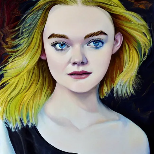 Prompt: paint of Elle Fanning by Sarah Shaw