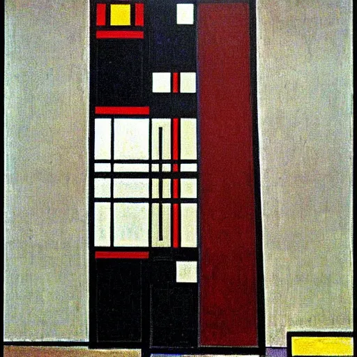 Prompt: Night of the life by piet mondrian