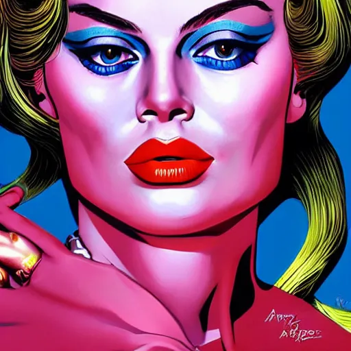 Image similar to eye shadow makeup margot robbie by artgem by brian bolland by alex ross by artgem by brian bolland by alex rossby artgem by brian bolland by alex ross by artgem by brian bolland by alex ross