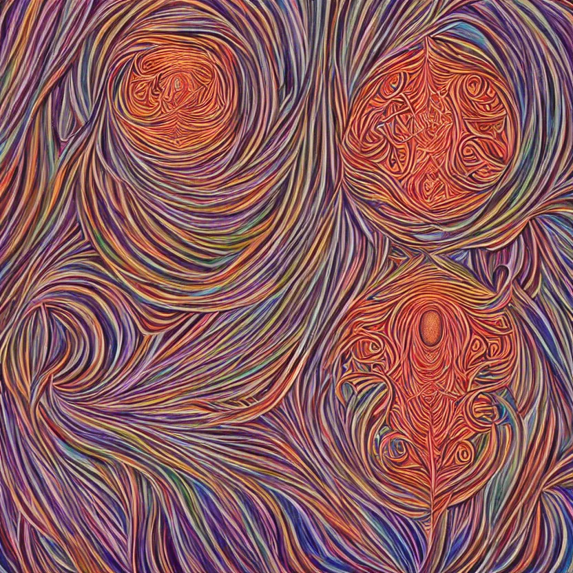 Image similar to mise en abyme, by alex grey