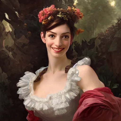 Prompt: a fantasy style portrait painting of perdita weeks / anne hathaway / alison brie hybrid in the style of francois boucher oil painting unreal 5 daz. rpg portrait, extremely detailed artgerm greg rutkowski alphonse mucha greg hildebrandt tim hildebrandt