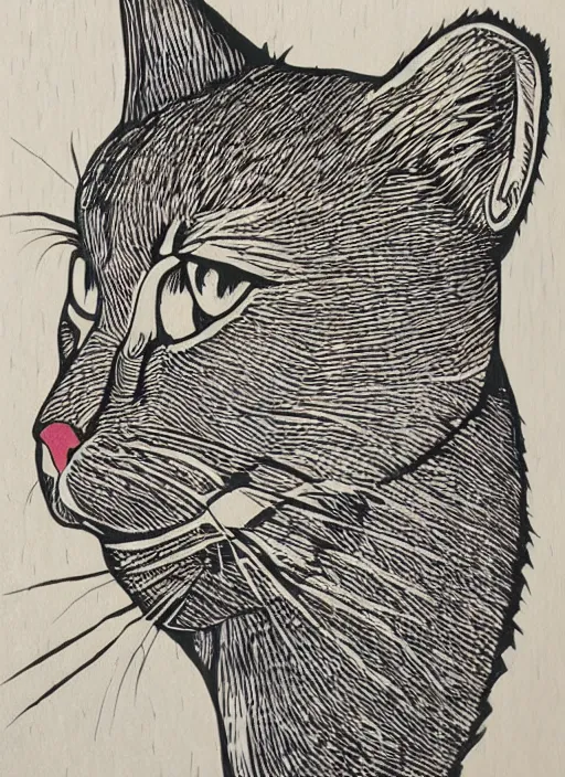 Image similar to cat woodcut print by Samuel Jessurun de Mesquita