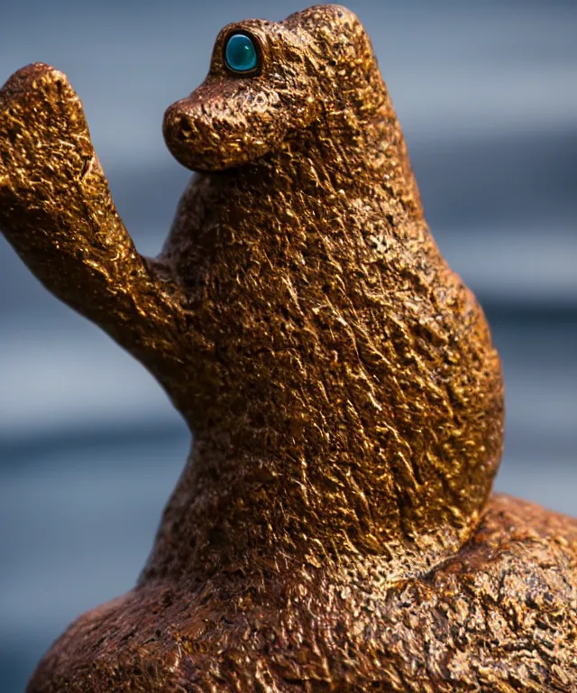 Prompt: high quality presentation photo of a detailed figurine of a cute loch ness monster, photography 4k f1.8 anamorphic bokeh 4k Canon Nikon