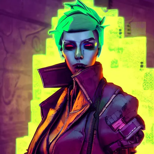 Image similar to cyberpunk fashion, character design humanoid, borderlands 3 style, profile portrait, concept art character modeling, body made of green lava and fire, marvelous designer, z brush, maya, digital 3 d, 4 k, epic size, epic scale, ultra detailed digital art, furry art, macro art, deviantart, realistic