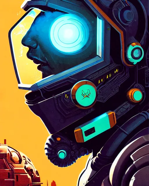 Image similar to sojourn from overwatch, african canadian, gray hair, teal eyes, character portrait, portrait, close up, concept art, intricate details, highly detailed, vintage sci - fi poster, retro future, vintage sci - fi art, in the style of chris foss, rodger dean, moebius, michael whelan, and gustave dore