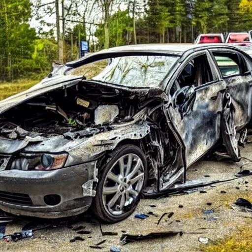 Image similar to ultra detailed photo of a car crash