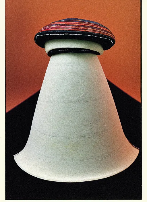 Image similar to realistic photo of a a medieval ritual astronomy appliance hat, made of wood white clay black plastic 1 9 9 0, life magazine reportage photo, natural colors, metropolitan museum collection