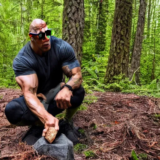 Image similar to the rock eating meat off the forest floor