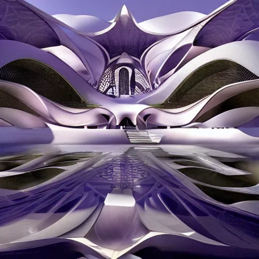 Image similar to zaha hadid fantasy world islamic style