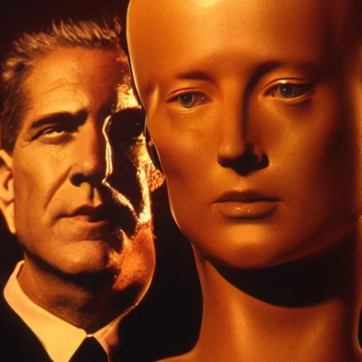 Prompt: the man with robot head, movie by david lynch