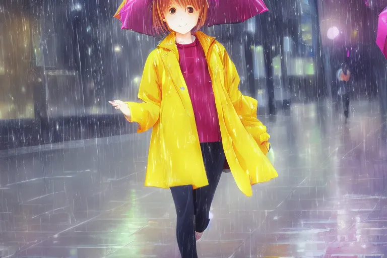 Prompt: A beautiful anime digital painting of a photorealistic a little girl in yellow raincoat ,bus station ,rainny,, high quality, photorealistic, 4k hd, sharp, by Stanley Artgerm Lau, WLOP, Rossdraws, James Jean, Andrei Riabovitchev, Marc Simonetti, and Sakimichan, gorgeous lighting, well lit, backlit, dramatic cinematic lighting