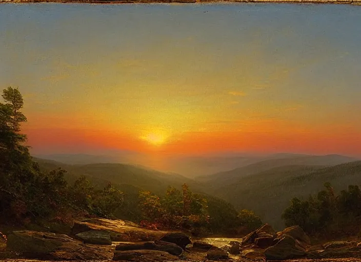 Prompt: a beautiful sunrise over the catskills, by frederic edwin church