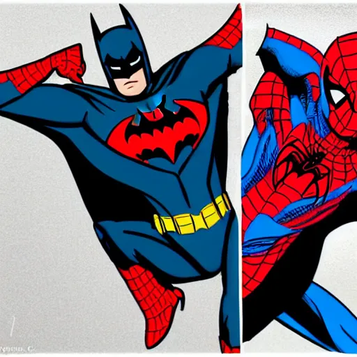 Prompt: batman x spiderman