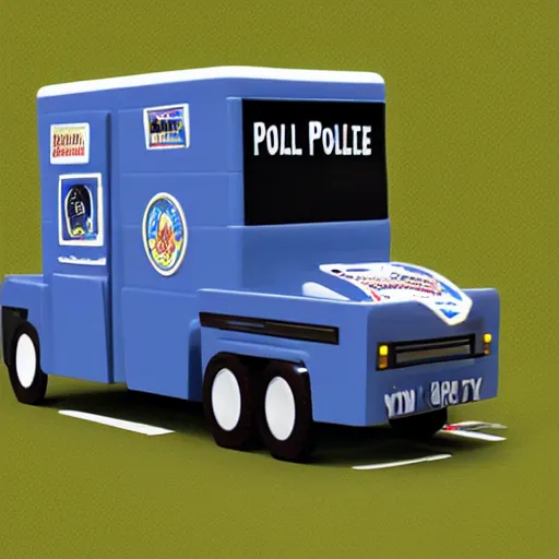 Prompt: a porta potty police car, photo realistic, award winning photography