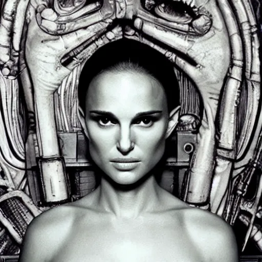 Image similar to natalie portman by h. r. giger