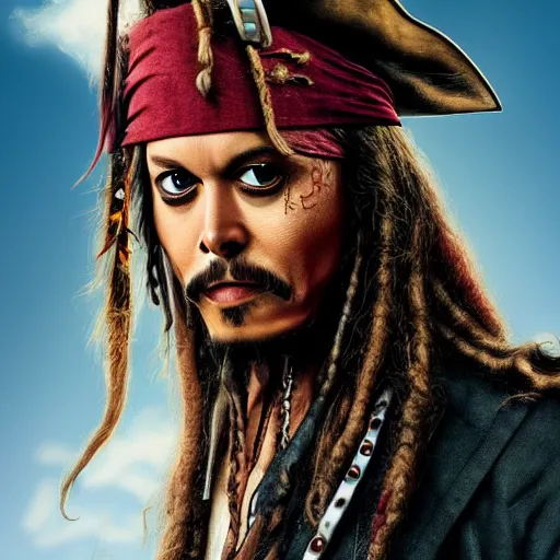 Image similar to Elon Musk as a Jack Sparrow from Pirates of the Caribbean, artstation, digital art, hyperrealistic, high quality, high detalied, 8K,