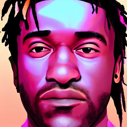 Image similar to synthwave lil uzi vert detailed face portrait, realistic, 8 k, ultra details, highly detailed face, sharp focus