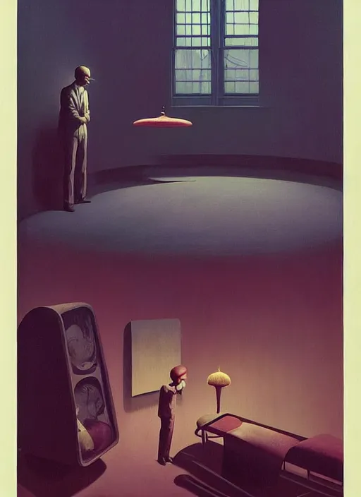 Prompt: inside a time machine, Edward Hopper and James Gilleard, Zdzislaw Beksinski, Mark Ryden, Wolfgang Lettl highly detailed, hints of Yayoi Kasuma