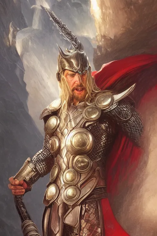 Prompt: ultra realistic illustration, thor from diablo and baldurs gate, intricate, elegant, highly detailed, digital painting, artstation, concept art, smooth, sharp focus, illustration, art by artgerm and greg rutkowski and alphonse mucha