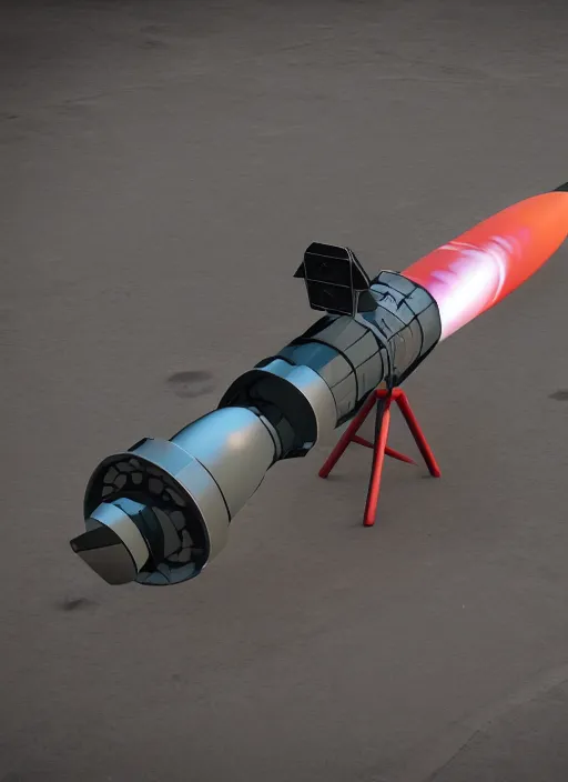 Image similar to octane render of a rocket launcher