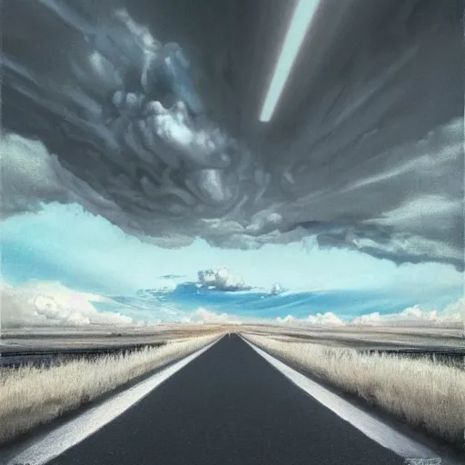 Prompt: Photograph.Canon EOS R3. Masterpiece Art by world famous artist demo of immense grandeur clouds in three point perspective. three point perspective. three point perspective. Matte painting. Oil on canvas. Digital art. Fantastic intriguing mysterious lighting. Glorious. Trending on artstation.