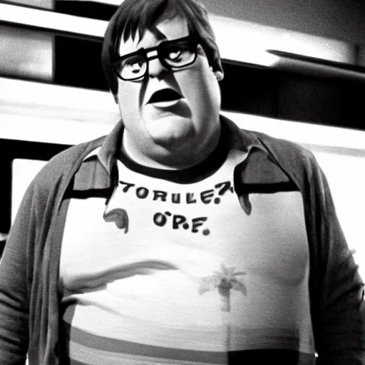 Prompt: peter griffin in They Live (1988), B&W, film still