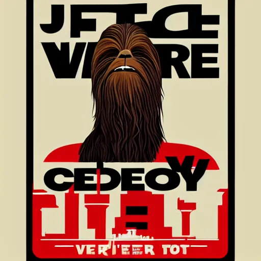 Prompt: chewbacca presidential election poster by sheperd fairey very clean vector style illustration