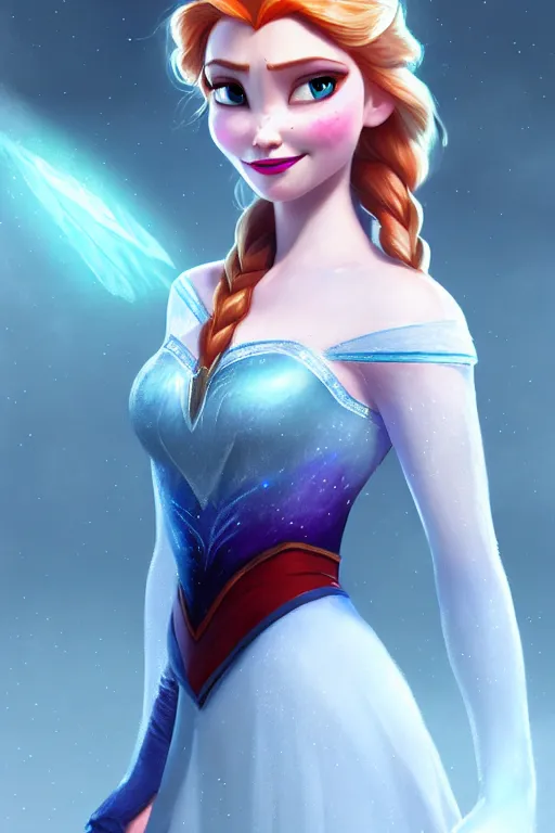 Prompt: elsa from frozen cosplaying as triss merigold, highly detailed, digital painting, artstation, concept art, smooth, sharp focus, elegant, illustration, unreal engine 5, 8 k, art by artgerm and greg rutkowski and edgar maxence