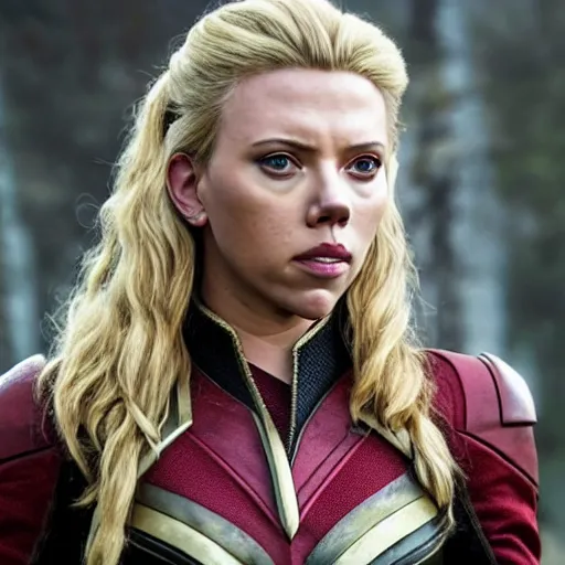 Image similar to starfleet uniform, portrait of scarlett johansson as lagertha, in starfleet uniform, from the tv series vikings