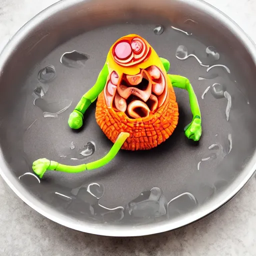 Prompt: alien food cooking