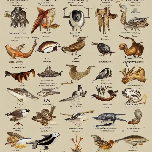 Image similar to an illustrated field guide to different species of toasters showing examples of males and females of each species, biological illustrations, art by john james audubon robert stebbins and terryl whitlatch and david sibley and charles darwin, highly detailed, intricately detailed, 8 k, trending on artstation