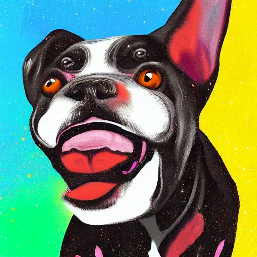 Prompt: a happy dog named sparkling, colorful digital painting