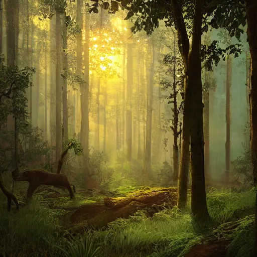 Prompt: forest in the morning light, hyper detailed digiital illustration, trending on artstation