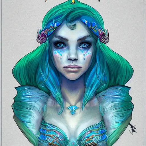 Image similar to merfolk princess portrait, d & d style, trending on artstation, colorful, intricate,