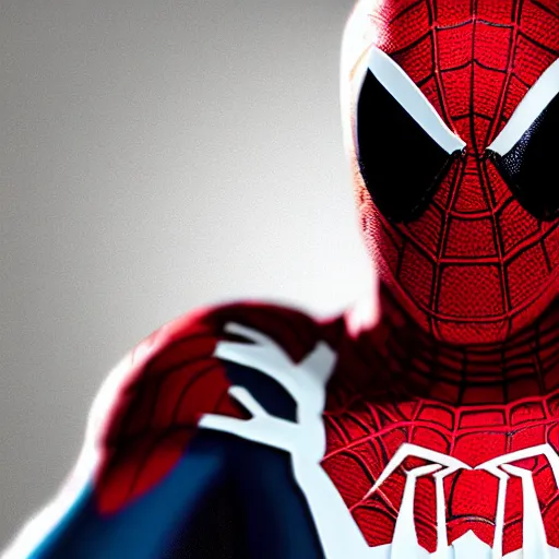 Image similar to black spider - man suit with white web lining, cinematic, volumetric lighting, realistic, hyperdetailed, photorealistic, photograph