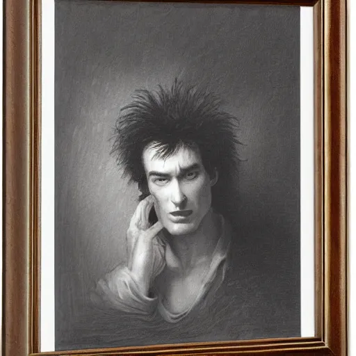 Prompt: a realistic portrait of sid vicious by Gustave Dore,