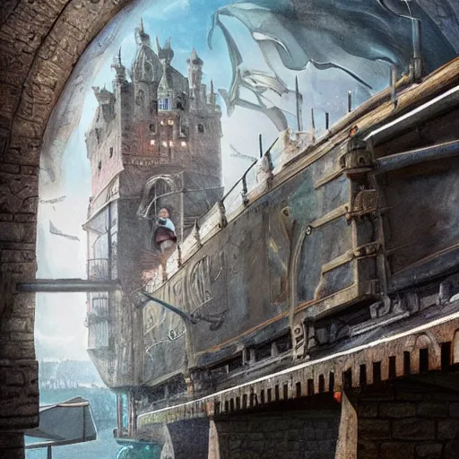 Image similar to Subway in Kings Landing, fantasy, epic detail, sharp, photorealistic, atmospheric,