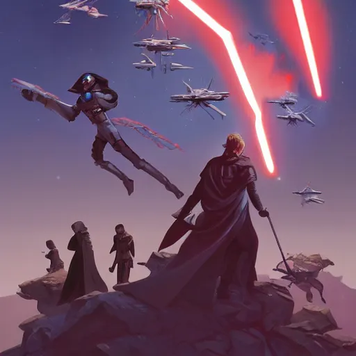 Image similar to hero world star wars : episode v - the empire strikes back 1 9 8 0, behance hd by jesper ejsing, by rhads, makoto shinkai and lois van baarle, ilya kuvshinov, rossdraws global illumination