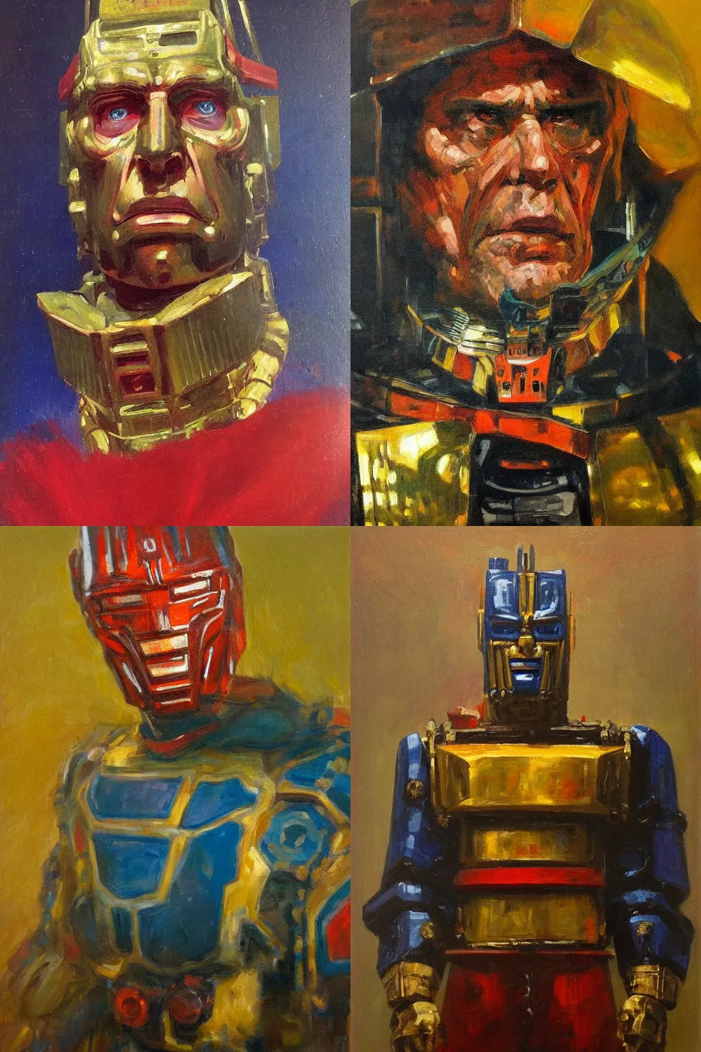 Prompt: Oil on canvas Optimus Prime portrait in the style of Ilya Repin