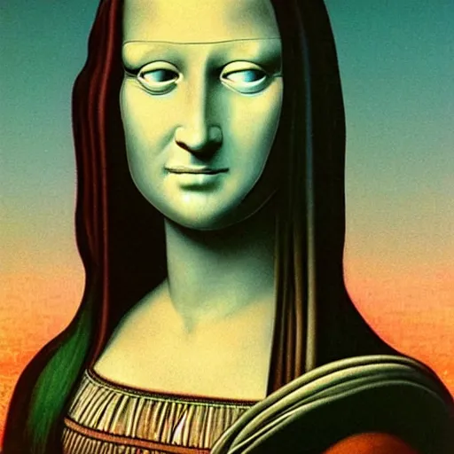 Image similar to monalisa in the style of ZDZISŁAW BEKSIŃSKI!!!!!