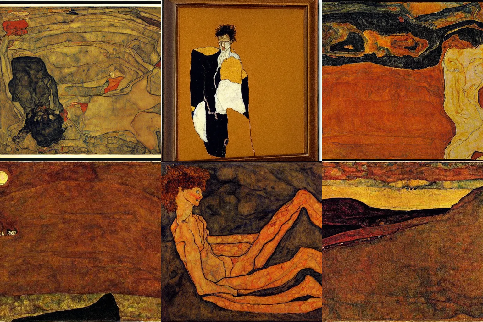 Prompt: metaphor for the night as vast as us, by egon schiele